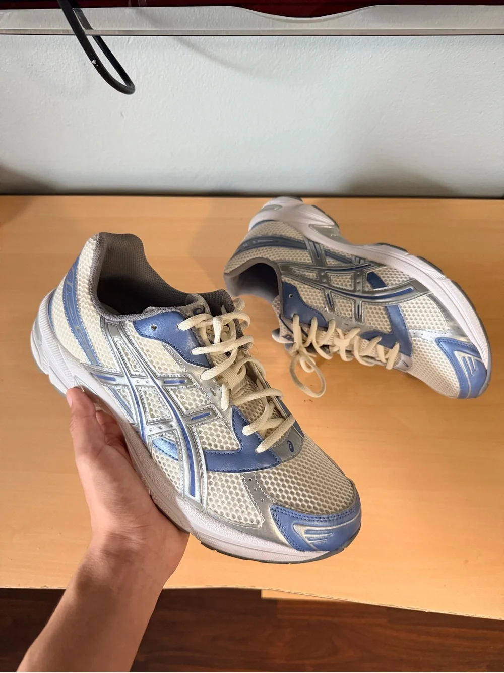 ASICS Gel 1130 Sneakers in Cream and Light Blue